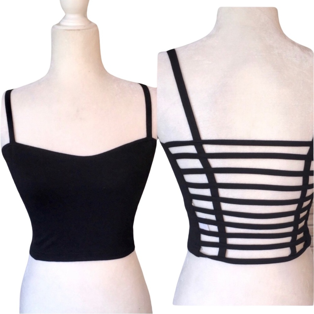 BOUTIQUE ITEM- LADDER BACK CROP TOP OR CAMI TOP IN BLACK